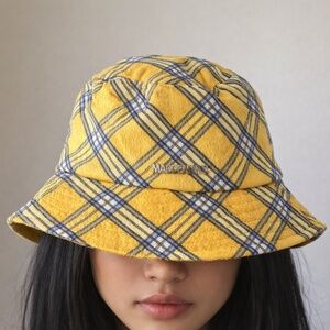 Madden NYC  by Steve Madden Unisex Yellow Plaid Bucket Hat NEW